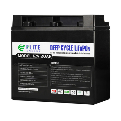 एलीट LFP 12v 20Ah लिथियम आयन बैटरी, डीप साइकिल LiFePO4 ली आयन बैटरी