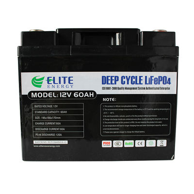 लिथियम Po4 IP54 12V 60Ah डीप साइकिल ESS बैटरी हाई एनर्जी डेंसिटी